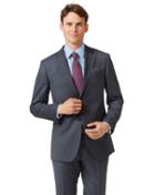  Steel Blue Slim Fit Twill Business Suit Wool Jacket Size 38 By Charles Tyrwhitt