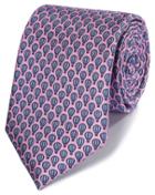  Pink And Navy Hot Air Balloon Print Classic Silk Tie By Charles Tyrwhitt