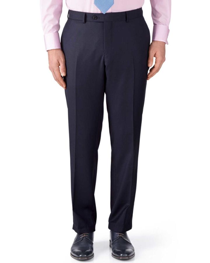 Charles Tyrwhitt Charles Tyrwhitt Ink Classic Fit Birdseye Travel Suit Wool Pants Size W30 L38