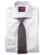 Slim Fit Grey Stripe Luxury Egyptian Cotton Dress Shirt Single Cuff Size 15.5/35 By Charles Tyrwhitt