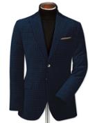 Charles Tyrwhitt Charles Tyrwhitt Slim Fit Navy Geometric Velvet Cotton Jacket Size 44