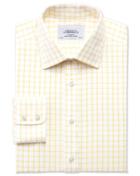 Charles Tyrwhitt Charles Tyrwhitt Extra Slim Fit Non-iron Twill Grid Check Light Yellow Cotton Dress Shirt Size 14.5/32