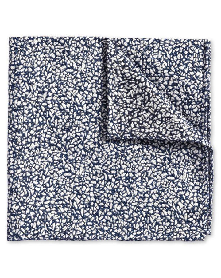 Charles Tyrwhitt Charles Tyrwhitt White And Blue End-on-end Luxury Silk Pocket Square