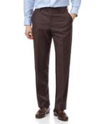 Brown Classic Fit Twill Business Suit Trousers Size W34 L30 By Charles Tyrwhitt