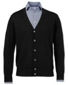  Black Merino Wool Cardigan Size Medium By Charles Tyrwhitt
