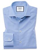  Slim Fit Business Casual Egyptian Cotton Slub Sky Blue Dress Shirt Single Cuff Size 14.5/32 By Charles Tyrwhitt