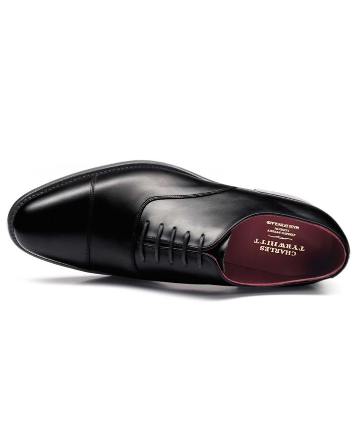 Charles Tyrwhitt Charles Tyrwhitt Black Heathcote Calf Leather Toe Cap Oxford Shoes