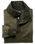 Charles Tyrwhitt Charles Tyrwhitt Khaki Jacquard Button Neck Wool Sweater Size Xl