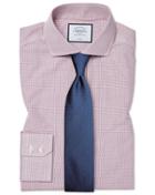  Extra Slim Fit Non-iron Tyrwhitt Cool Poplin Check Berry Cotton Dress Shirt Single Cuff Size 14.5/32 By Charles Tyrwhitt