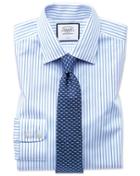  Classic Fit Non-iron Sky Blue Stripe Twill Cotton Dress Shirt French Cuff Size 15/33 By Charles Tyrwhitt