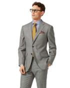  Grey Classic Fit Prince Of Wales Check Flannel Business Suit Wool Jacket Size 38 By Charles Tyrwhitt