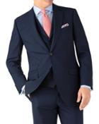 Charles Tyrwhitt Indigo Blue Puppytooth Classic Fit Panama Business Suit Wool Jacket Size 36 By Charles Tyrwhitt