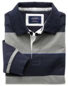 Charles Tyrwhitt Navy, Grey And Blue Stripe Long Sleeve Cotton Rugby Shirt Size Xs By Charles Tyrwhitt