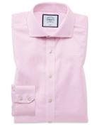  Extra Slim Fit Non-iron Cotton Stretch Oxford Pink Dress Shirt Single Cuff Size 14.5/32 By Charles Tyrwhitt