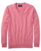  Pink Cotton Cashmere V-neck Cotton/cashmere Sweater Size Large By Charles Tyrwhitt