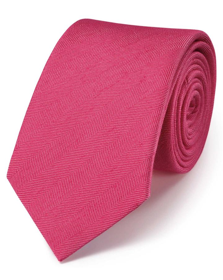 Charles Tyrwhitt Charles Tyrwhitt Coral Classic Herringbone Plain Tie