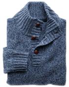 Charles Tyrwhitt Charles Tyrwhitt Blue Mouline Button Neck Wool Sweater Size Large