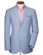 Charles Tyrwhitt Slim Fit Blue And White Striped Seersucker Cotton Jacket Size 36 By Charles Tyrwhitt