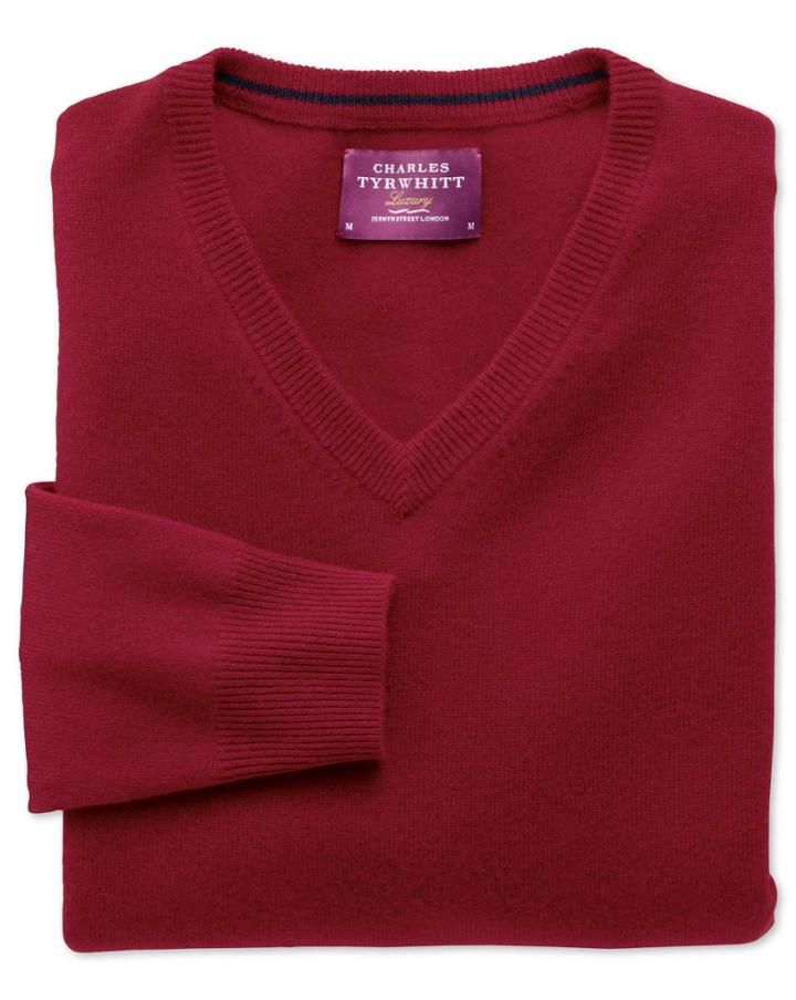 Charles Tyrwhitt Red Cashmere V-neck Sweater Size Xs By Charles Tyrwhitt