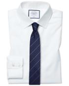  Extra Slim Fit White Non-iron Twill Cotton Dress Shirt French Cuff Size 14.5/33 By Charles Tyrwhitt