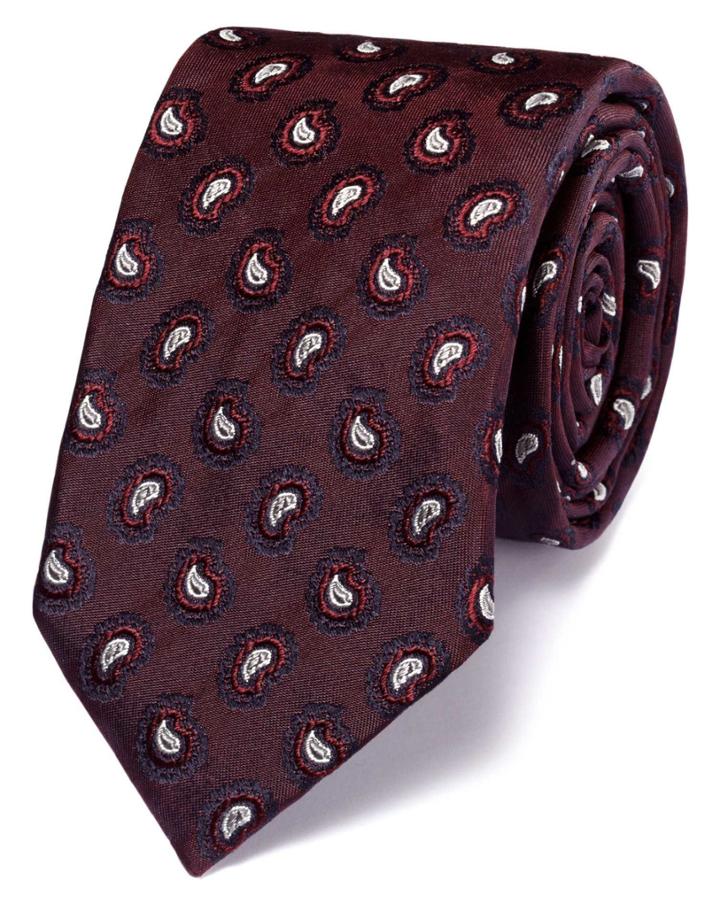 Charles Tyrwhitt Charles Tyrwhitt Slim Burgundy Silk Paisley Luxury Tie
