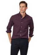  Slim Fit Berry Button-down Washed Oxford Plain Cotton Casual Shirt Single Cuff Size Medium By Charles Tyrwhitt