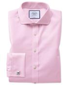  Extra Slim Fit Spread Collar Non-iron Twill Pink Cotton Dress Shirt French Cuff Size 14.5/32 By Charles Tyrwhitt