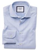  Slim Fit Business Casual Navy Spot Egyptian Cotton Dress Shirt Single Cuff Size 14.5/33 By Charles Tyrwhitt