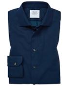  Extra Slim Fit Micro Diamond Blue Cotton Dress Shirt Single Cuff Size 14.5/33 By Charles Tyrwhitt