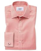 Charles Tyrwhitt Classic Fit Non-iron Puppytooth Coral Cotton Dress Casual Shirt Single Cuff Size 15.5/33 By Charles Tyrwhitt