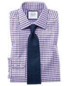 Charles Tyrwhitt Slim Fit Non-iron Gingham Purple Cotton Dress Shirt Single Cuff Size 15/34 By Charles Tyrwhitt