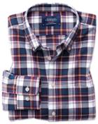 Charles Tyrwhitt Classic Fit Button-down Washed Oxford White Multi Check Cotton Casual Shirt Single Cuff Size Medium By Charles Tyrwhitt