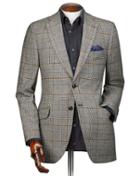  Slim Fit Black Prince Of Wales Checkered Wool Cotton/cashmere Jacket Size 40 By Charles Tyrwhitt