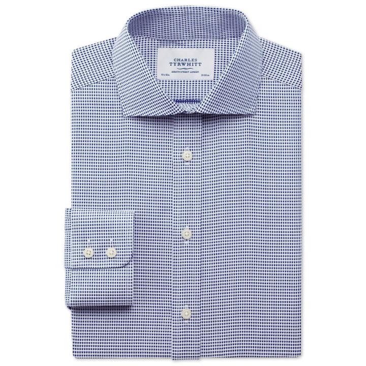Charles Tyrwhitt Charles Tyrwhitt Navy Star Weave Spread Classic Fit Shirt (15 - 33)