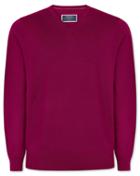  Dark Pink Merino V Neck 100percent Merino Wool Sweater Size Large By Charles Tyrwhitt