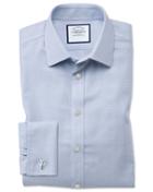 Charles Tyrwhitt Slim Fit Non-iron Step Weave Mid Blue Cotton Dress Shirt Single Cuff Size 14.5/33 By Charles Tyrwhitt