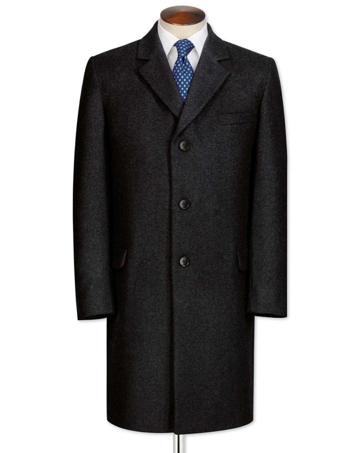Charles Tyrwhitt Grey Wool And Cashmere Overwool/cashmere Coat Size 36 By Charles Tyrwhitt