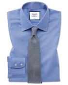  Slim Fit Non-iron Blue Royal Panama Cotton Dress Shirt Single Cuff Size 14.5/32 By Charles Tyrwhitt