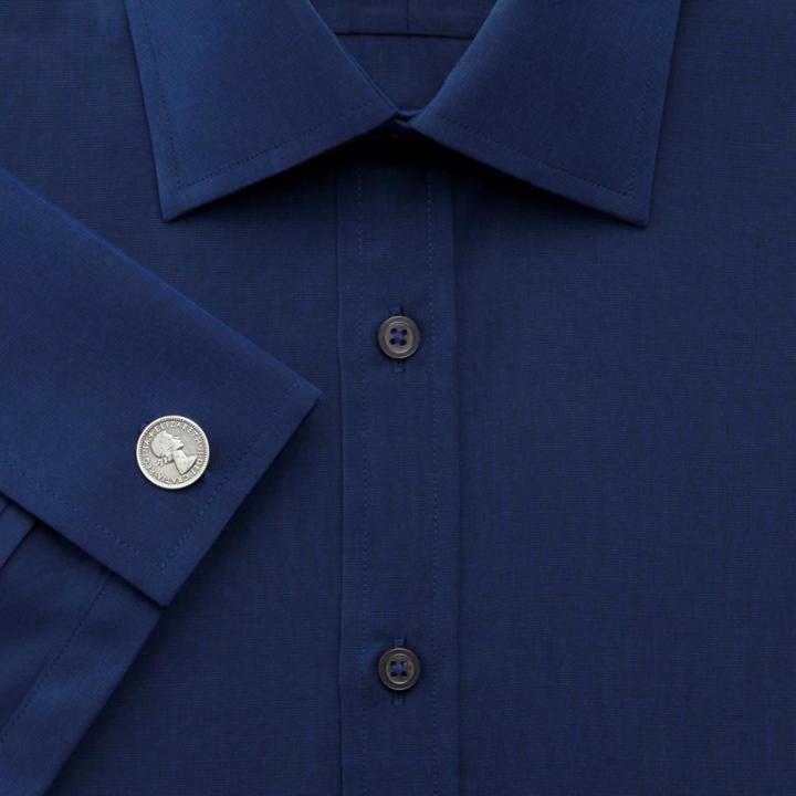 Charles Tyrwhitt Charles Tyrwhitt Classic Fit End-on-end Midnight Cotton Dress Shirt Size 15/35