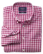 Charles Tyrwhitt Charles Tyrwhitt Classic Fit Non-iron Poplin Red Check Cotton Dress Shirt Size Large