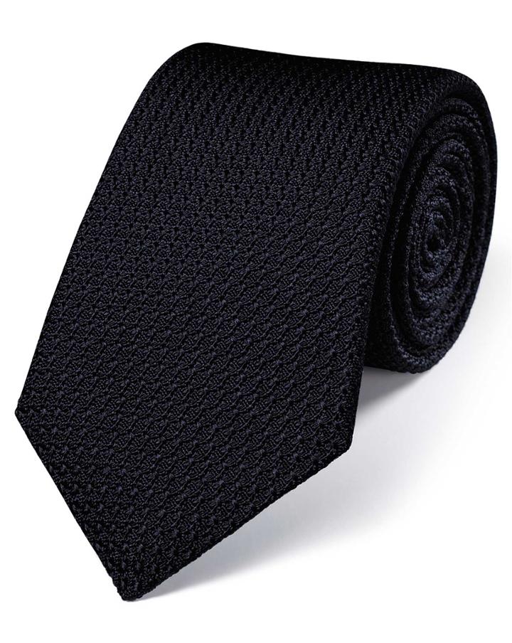  Dark Navy Silk Grenadine Italian Luxury Tie By Charles Tyrwhitt