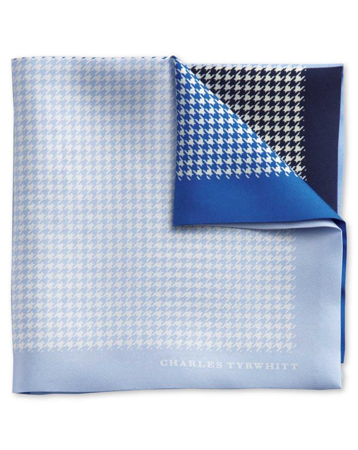 Charles Tyrwhitt Charles Tyrwhitt Blue Silk Puppytooth Classic Pocket Square