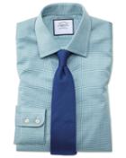  Classic Fit Teal Small Puppytooth Egyptian Cotton Dress Shirt French Cuff Size 16/35 By Charles Tyrwhitt