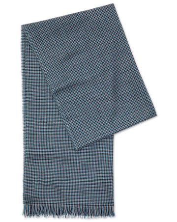  Teal And Navy Puppytooth Merino Scarf By Charles Tyrwhitt