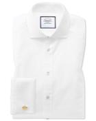  Slim Fit Spread Collar Egyptian Cotton Poplin White Dress Shirt French Cuff Size 15/35 By Charles Tyrwhitt