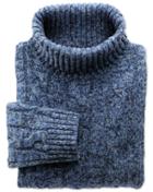 Charles Tyrwhitt Charles Tyrwhitt Blue Mouline Roll Neck Wool Sweater Size Large