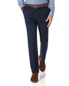 Charles Tyrwhitt Navy Slim Fit Stretch Non-iron Cotton Tailored Pants Size W30 L32 By Charles Tyrwhitt