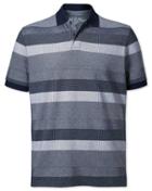  Navy And White Textured Stripe Cotton Polo Size Medium By Charles Tyrwhitt