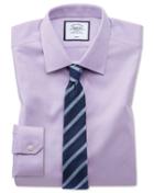  Super Slim Fit Non-iron Lilac Triangle Weave Cotton Dress Shirt French Cuff Size 14.5/33 By Charles Tyrwhitt