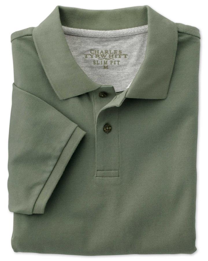Charles Tyrwhitt Charles Tyrwhitt Slim Fit Olive Pique Polo Shirt